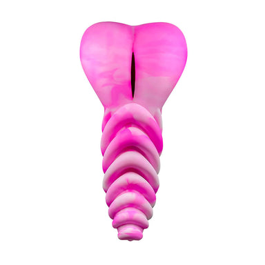 Pink silicone dildo base stimulating cushion with ribbed shaft Nudie Co