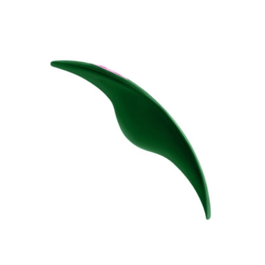 Side view of a green silicone panty vibrator  with ergonomic shape Nudie Co