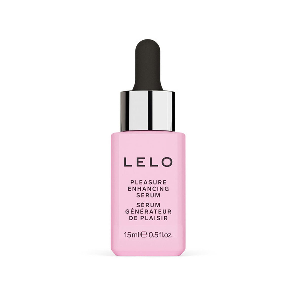 Pink bottle of sexual pleasure enhancing serum with black dropper Nudie Co