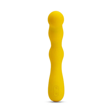 Front view of yellow vibrator with bendable body for g-spot stimulation Nudie Co