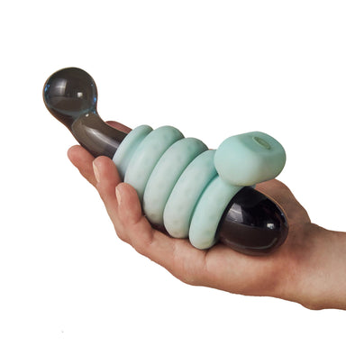 Ohnut buffer rings and ohnut vibrating ring on a glass dildo Nudie Co