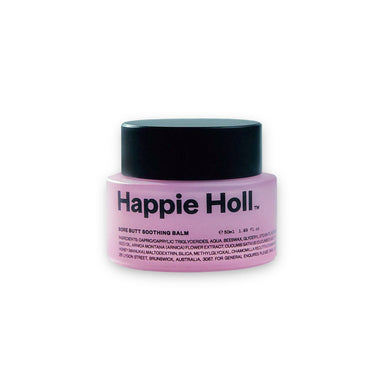 Purple glass pot of soothing anal cream with black lid Nudie Co