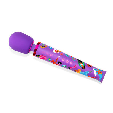 Le Wand purple personal massager with empowering illustrations by artist Jade Purple Brown Nudie Co
