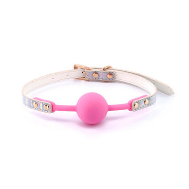 Holograpgic vinyl ball gag with pink silicone ball Nudie Co