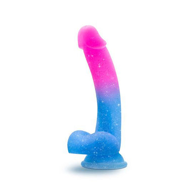 Sparkly ombre blue and pink silicone dildo with suction cup Nudie Co
