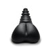 Front view of black silicone dildo base stimulating cushion with ribbed shaft Nudie Co