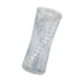 Cyclone Dual Ribbed Stroker XL in clear TPE on white background Nudie Co