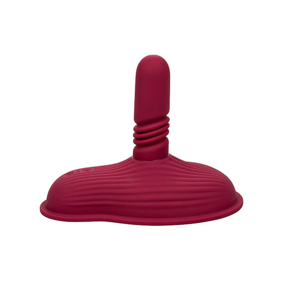 Profile view of Red silicone grinding pad with shaft for internal stimulation Nudie Co