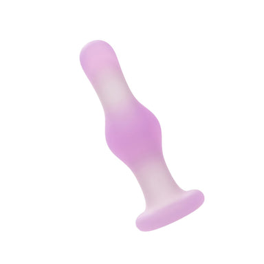 Gradient purple and pink silicone butt plug on a white background Nudie Co