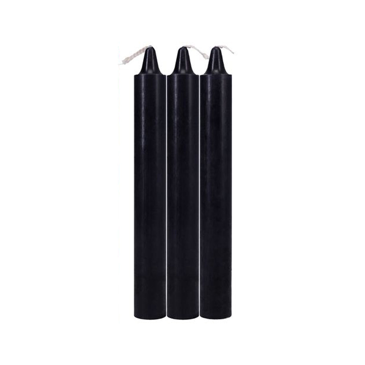Pack of three black candles for wax BSDM play Nudie Co