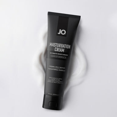Black tube of JO Masturbation Cream on a white background Nudie Co