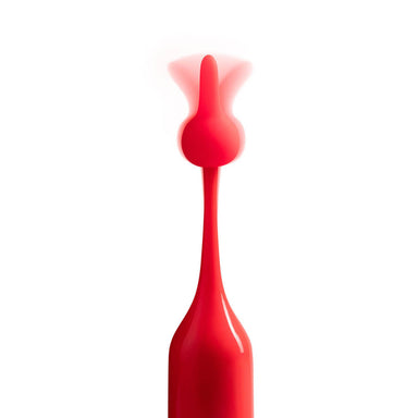 Close up of a red clitoral vibrator with vibrating silicone head Nudie Co