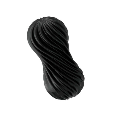 Black penis masturbation sleeve with spiral-ribbed casing Nudie Co