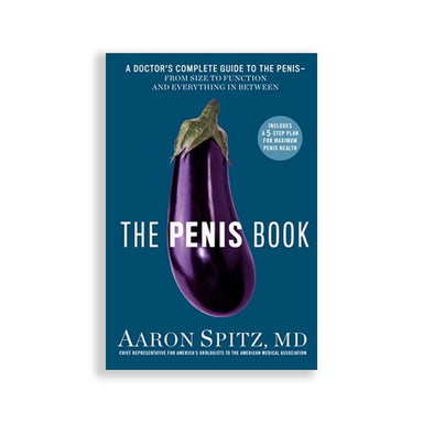 Blue book cover with an eggplant and white writing Nudie Co