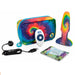 Colourful tie-dye butt plug with storage pouch, remote and and guide on a white background Nudie Co
