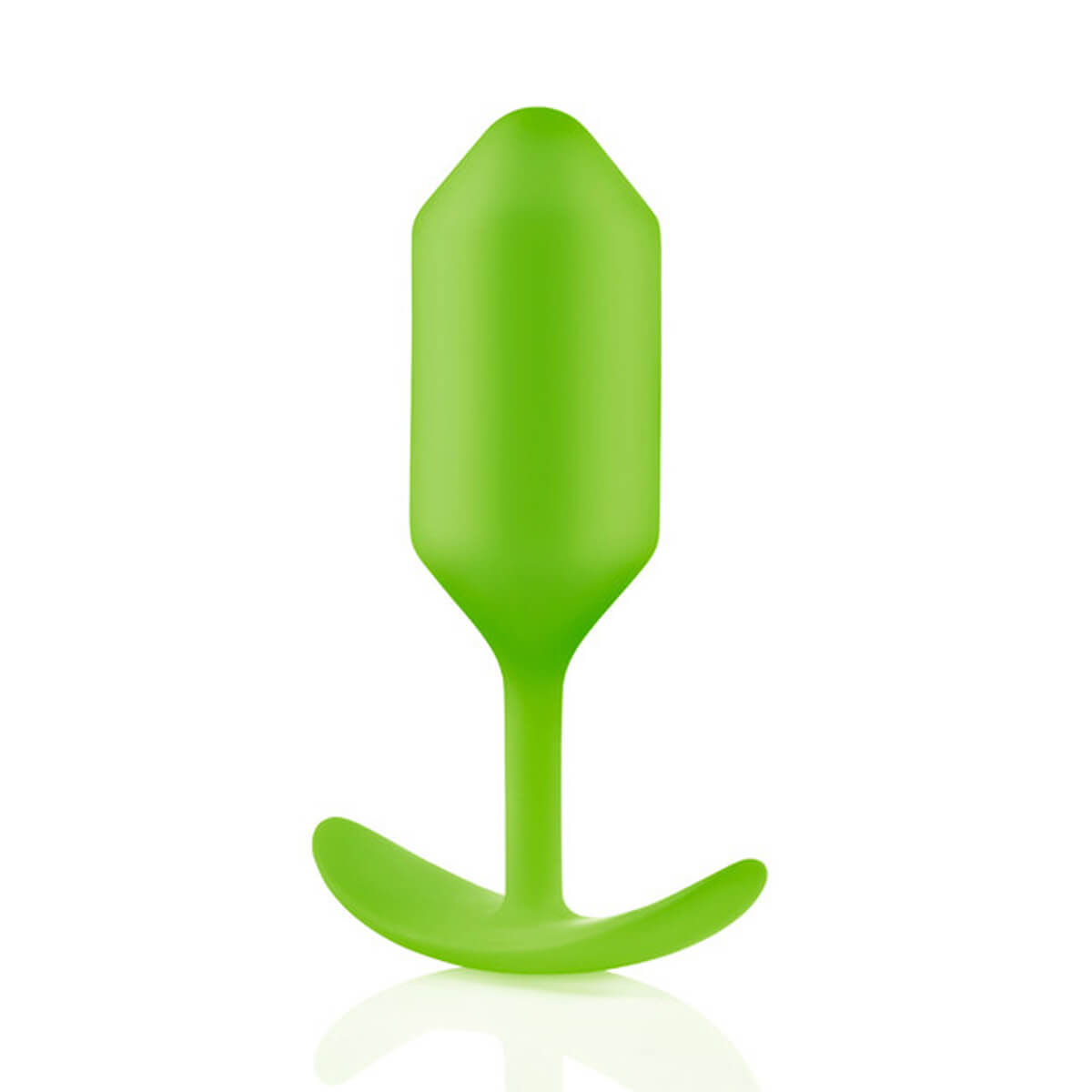 Lime green silicone butt plug with torpedo shape Nudie Co