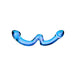 Iridescent blue double-ended glass dildo on white background Nudie Co