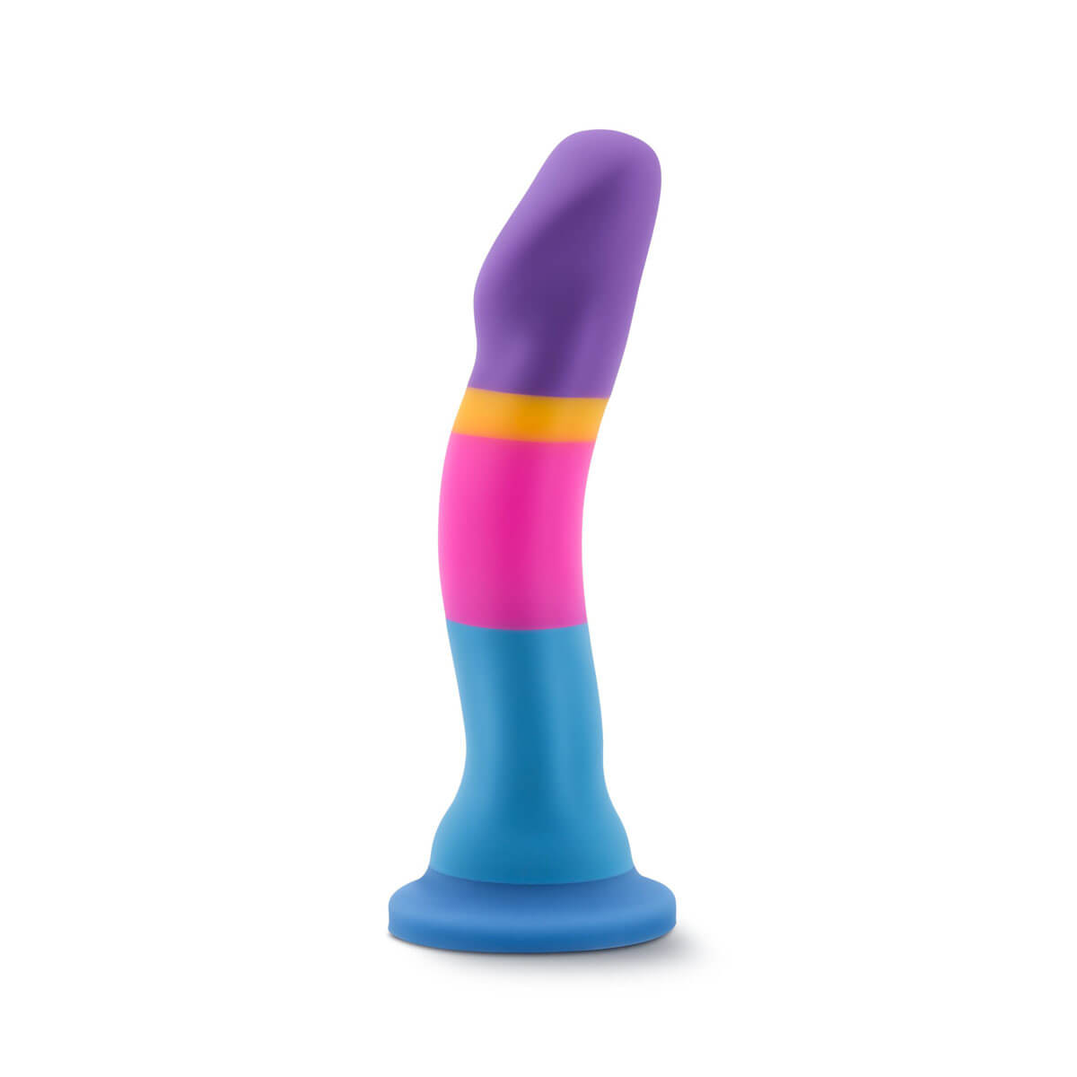 Colourful stripy silicone dildo with suction cup bottom Nudie Co