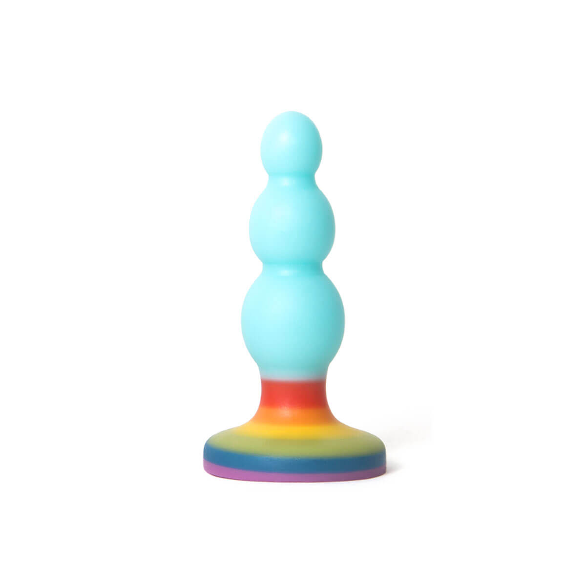 Blue beaded silicone plug with rainbow-coloured tapered foot Nudie Co