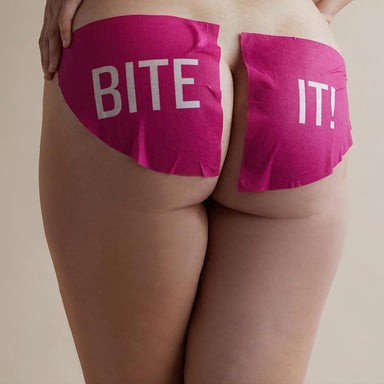 Two pink butt sheet masks on a woman's buttocks Nudie Co