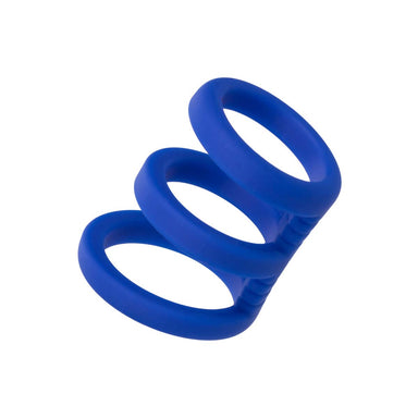 Blue silicone cock ring with three rings Nudie Co