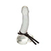 Black silicone adjustable cock ring around clear glass dildo Nudie Co