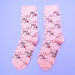 Pair of pink flat socks with boob and nipple print Nudie Co