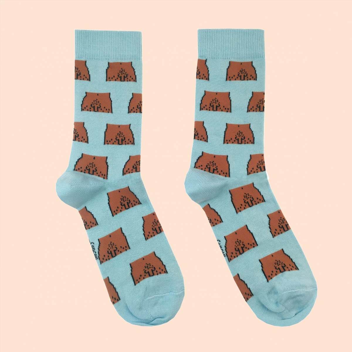 Blue cotton socks with black penis pattern Nudie Co