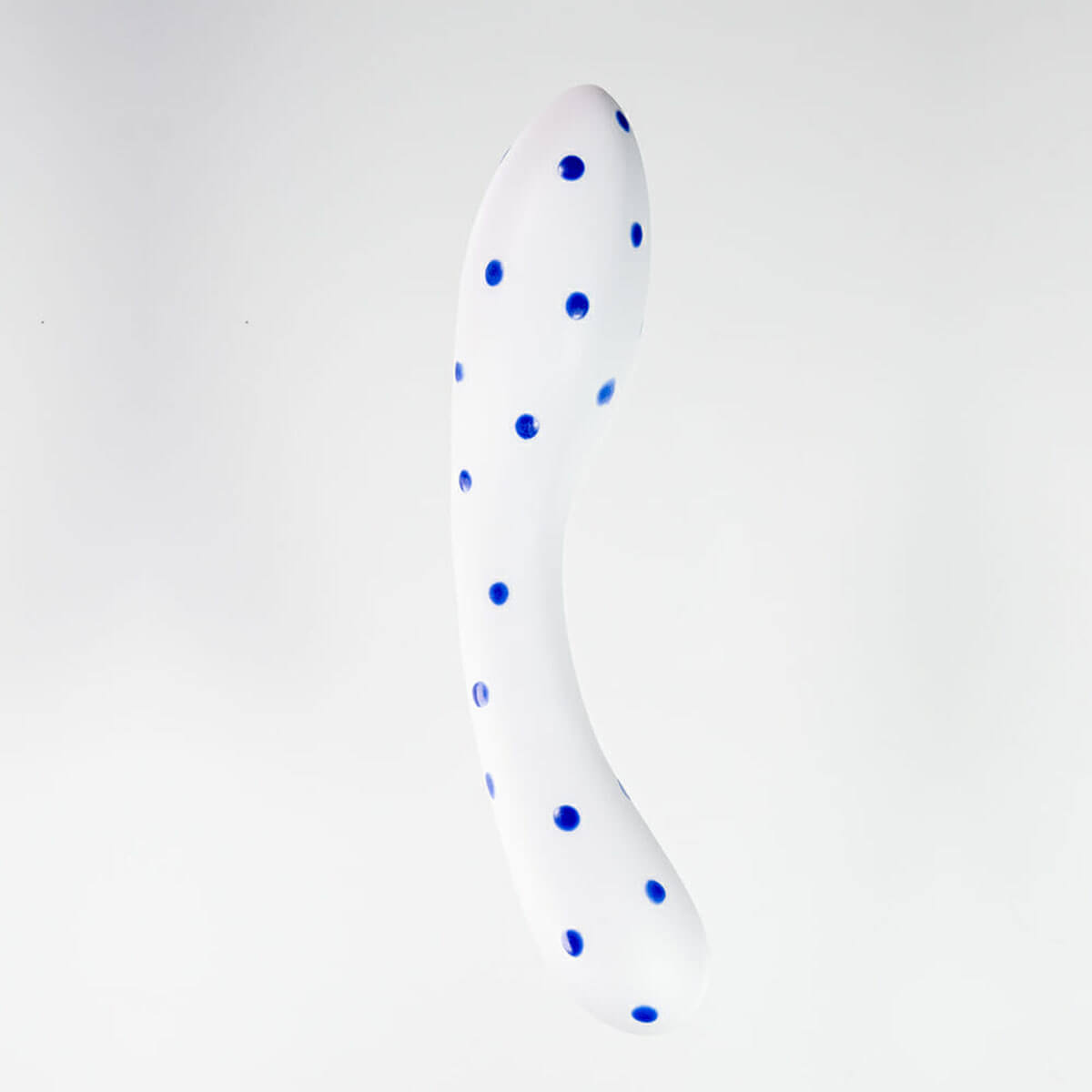 White porcelain dildo with blue spots for g-spot stimulation Nudie Co