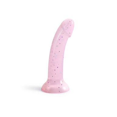 Transparent pink silicone dildo with star glitter Nudie Co