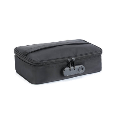 Black secure box with zipper and padlock Nudie Co