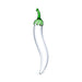 Chilli-shaped glass dildo made out of glass with green stem Nudie Co