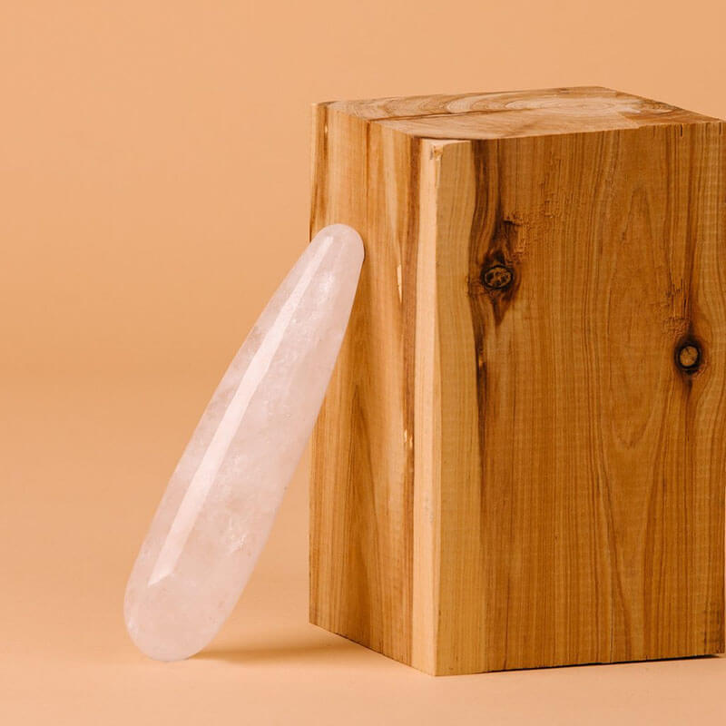 La Loba white crystal dildo made out of clear quartz Nudie Co