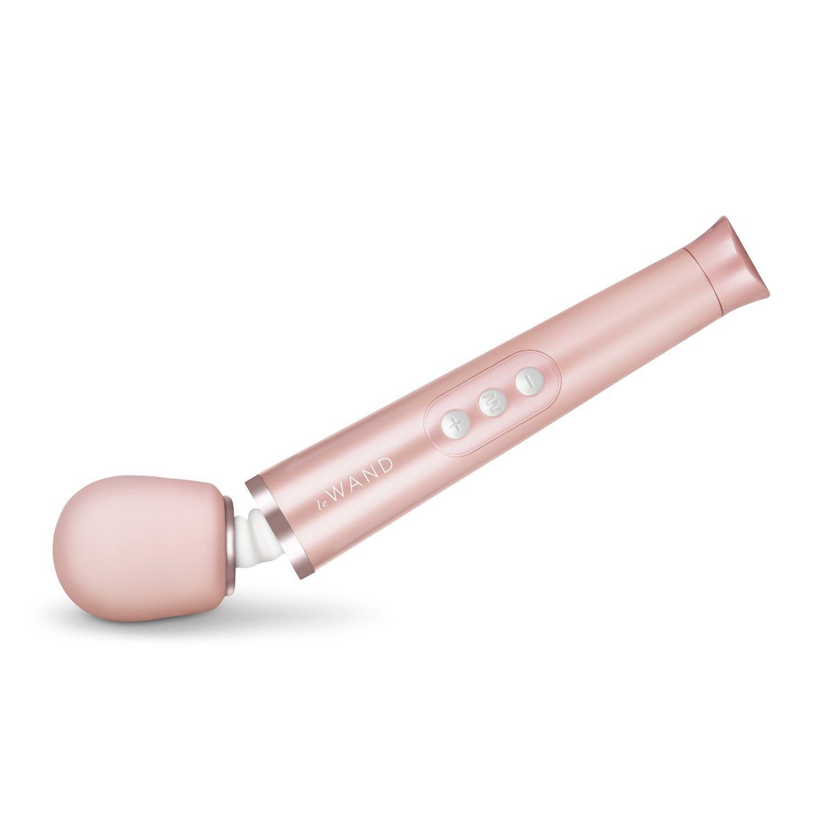 Rose gold Le Wand cordless rechargeable massager with bent soft silicone head Nudie Co