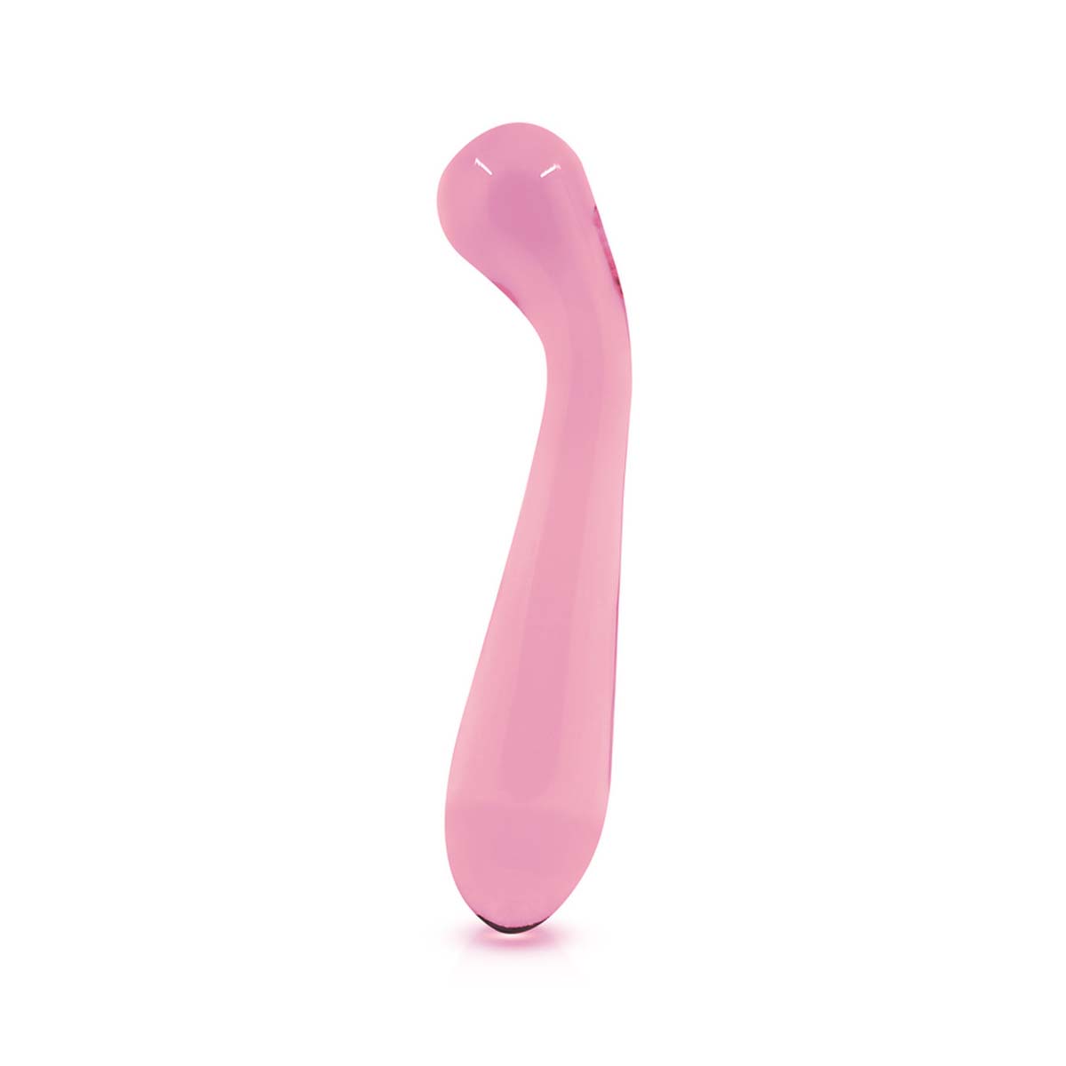 Pink glass dildo with a ball on one end fr g-spot stimulation Nudie Co