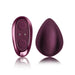 Burgundy silicone vibrator with burgundy remote on its side Nudie Co