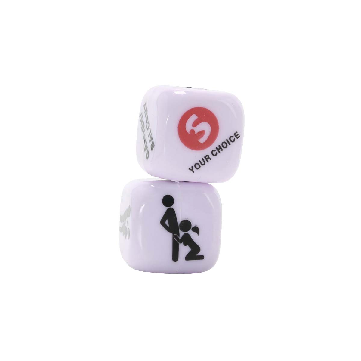 Two white dice with sex positions for playing with a partner Nudie Co
