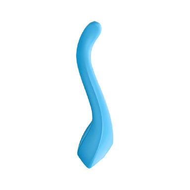 Side view of multi-use blue vibrator with flexible arms from Satisfyer Nudie Co