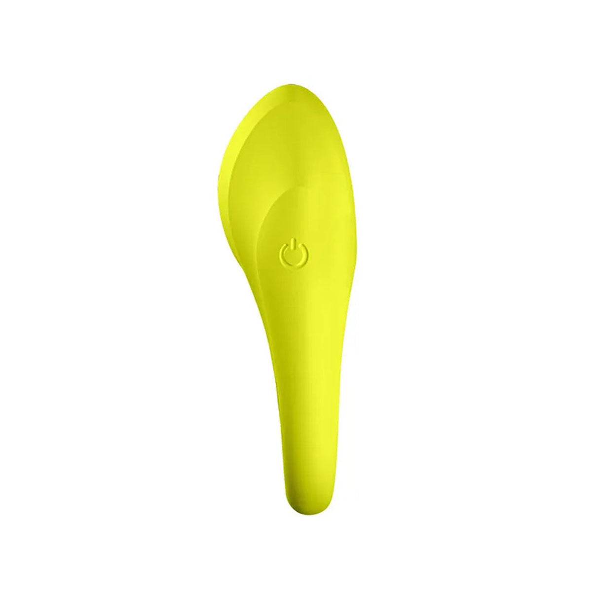 Side view of a yellow silicone vibrating cock ring Nudie Co