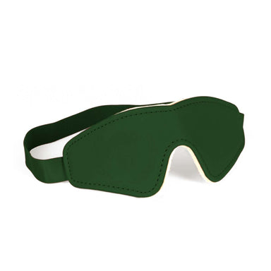 Green vegan leather blindfold with white plush lining Nudie Co
