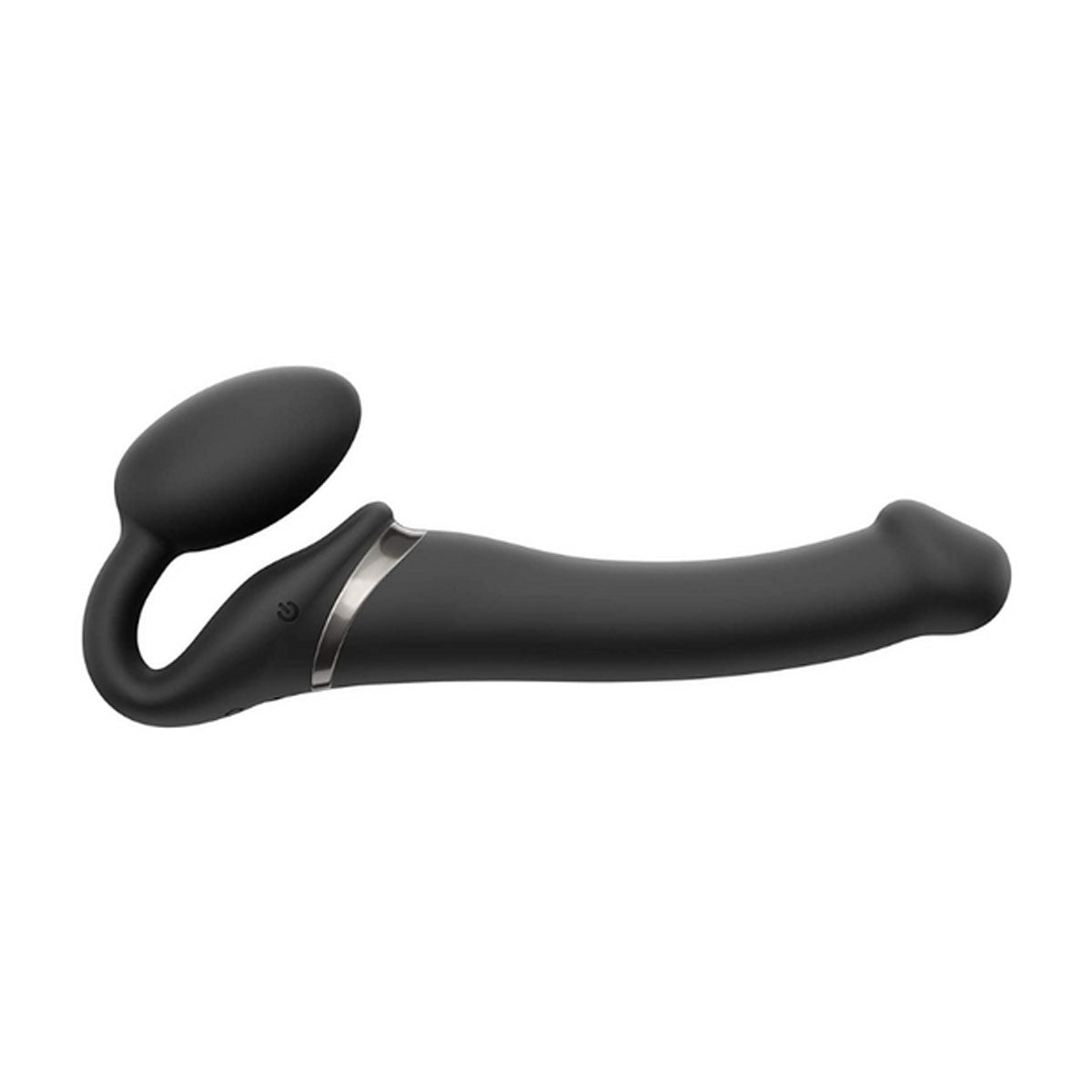 Black silicone bendable strap-on with bulb for internal stimulation Nudie Co