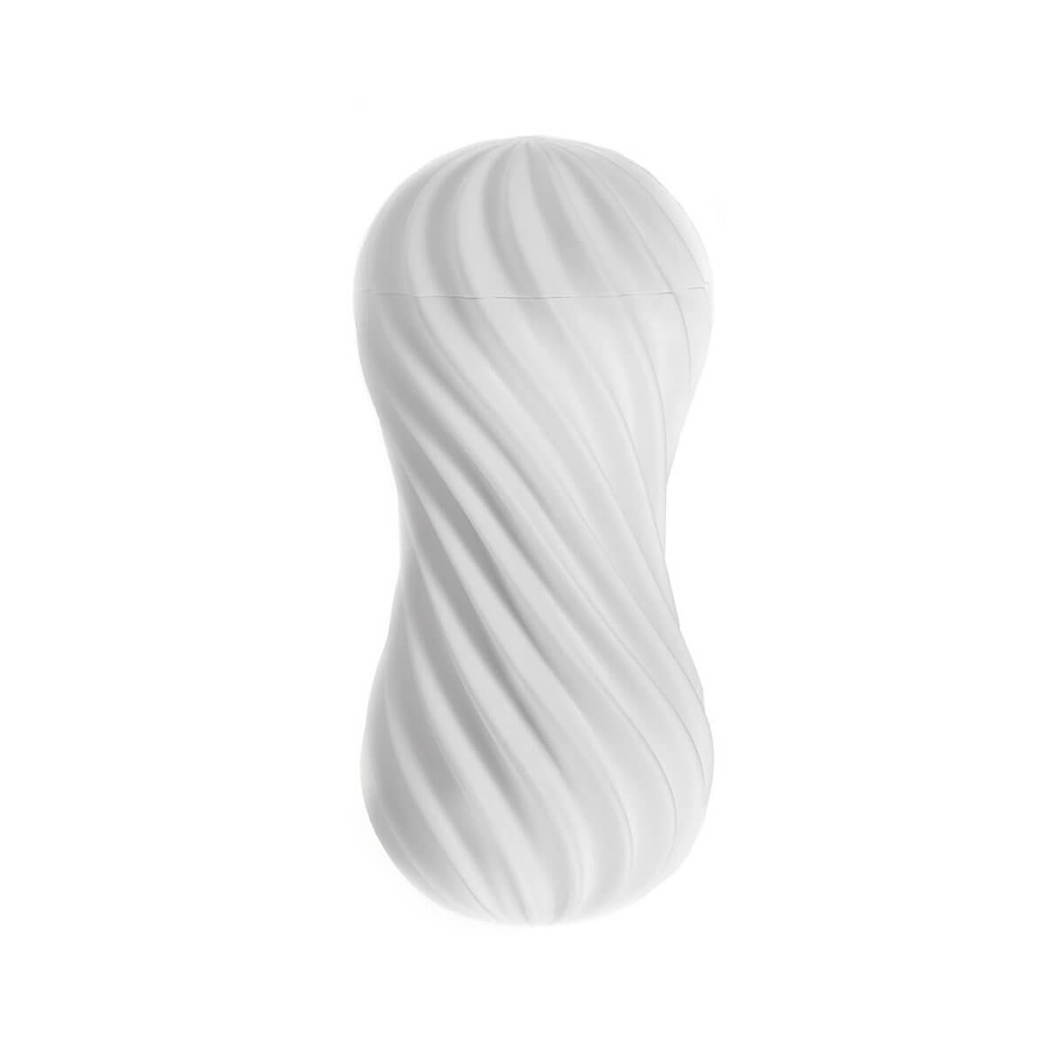 White penis masturbation sleeve with spiral-ribbed casing Nudie Co