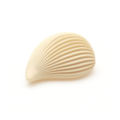 White Kushi waterdrop-shaped ribbed clitoral vibrator by Tenga Iroha+ Nudie Co