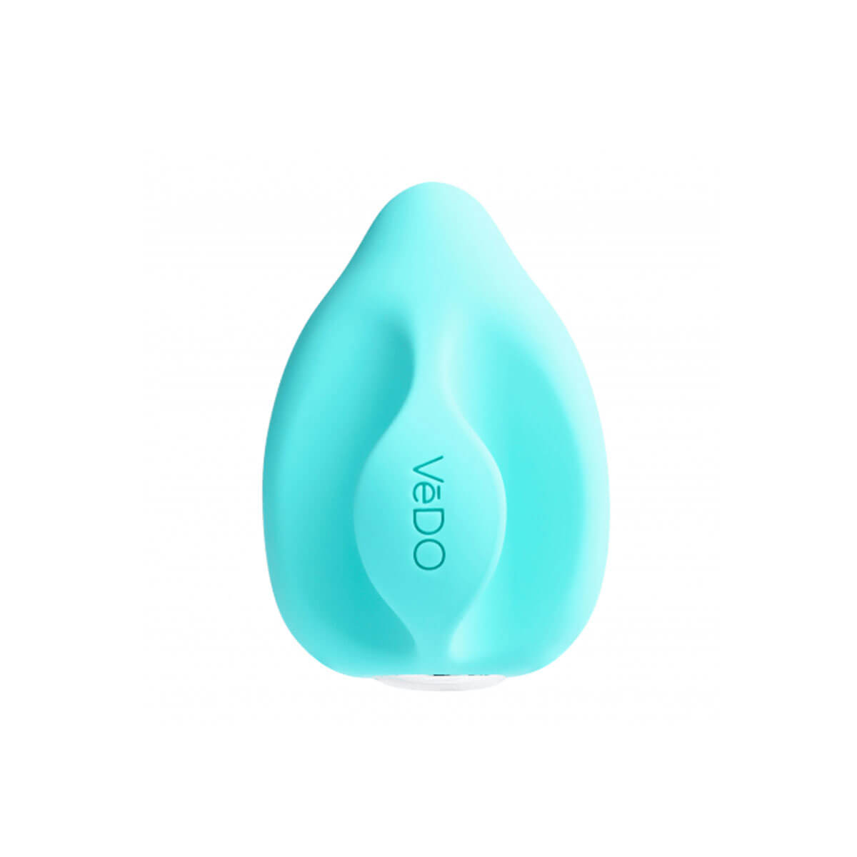Turquoise silky-smooth silicone finger vibrator with a handle for easy grip Nudie Co