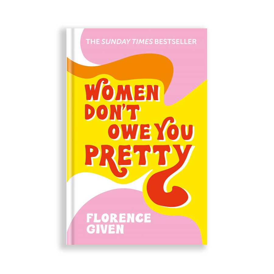 Book cover with yellow, orange and pink waves and red font Nudie Co