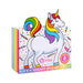 White packaging for unicorn plug set with a unicorn illustration and colourful rainbows and confettis Nudie Co